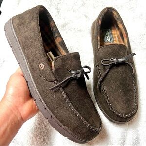 LEVI’S Men's Suede Chocolate brown Moccasin Slippers fleece size 7-8